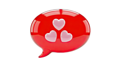 Love Message Bubble with Hearts on White Background
