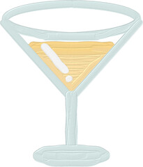 Handdraw painterly  Martini Cocktail Glass