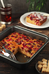 A cranberry pie, freshly backed and ready to be served	