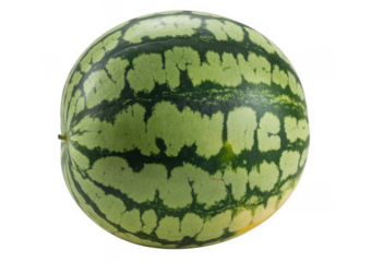 Green striped watermelon isolated on a transparent background fruit food