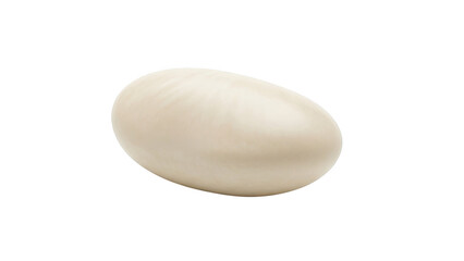 Single off white egg shaped object with subtle texture on black background oval