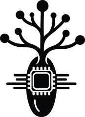 Tech Tree Microchip &ndash; Futuristic Biology Vector