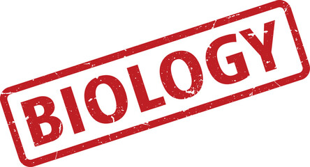 Red Biology Stamp Grunge Effect, Isolated on White Background, Educational Tool, Confirmation, Validation