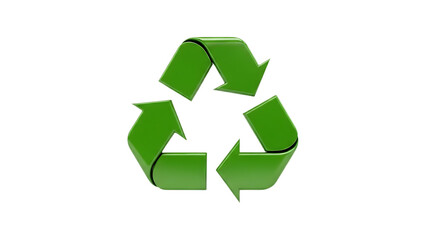 3D Green Recycling Symbol Isolated on Transparent Background for Environmental Sustainability