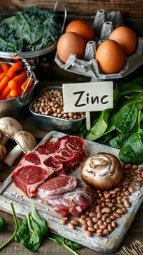 Food contains zinc. Selective focus Nature