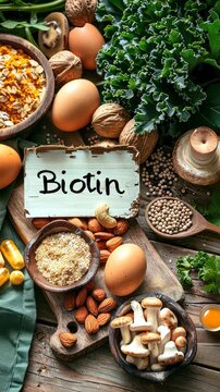 Biotin food content on the table. Selective focus. foods.