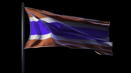 Flag of Thailand waving in the wind against a black background