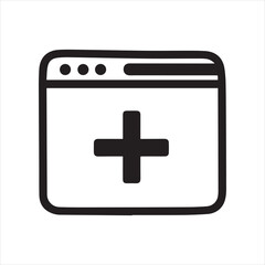 browser tab plus symbol icon vector illustration