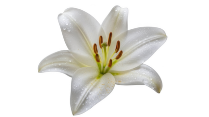White lily with water droplets on black background lily flower dew drops
