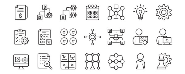 Business strategy and technology icons for modern workflow optimization
