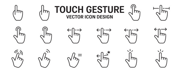 Various touch gestures icons for modern digital design projects