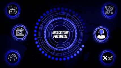 Unlock Your Potential Futuristic UI Animation | High-Impact Motivational Interface Loop | Corporate Training, Skill Growth & Personal Development Visual for Business Communication