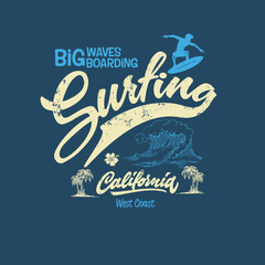 California Surfing Big Waves graphic tee.eps