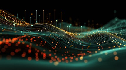 Colors and Lights Intertwine in a Dynamic Flow of Vibrant Waves Representing Data Patterns and Digital Expressions in Modern Design