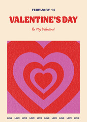 Valentine&rsquo;s Day greeting card with heart. Retro style design. Vector illustration