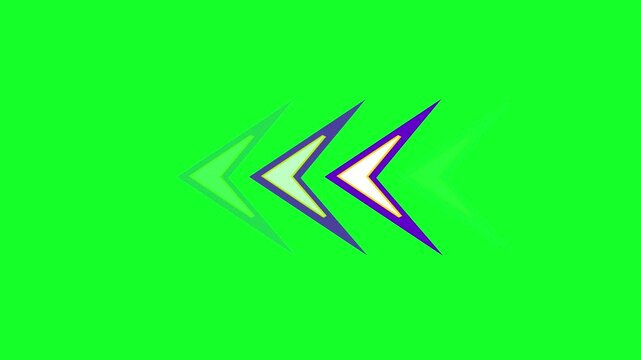 Neon double arrow animation on green screen with glowing up-down direction for video overlays, editing and motion design