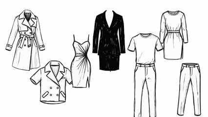 Collection of Fashionable Womens Clothing Items and Outfits.