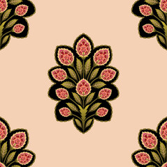 Abstract seamless color full paisley flower leaf bunch pattern