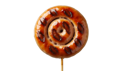Caramel popped pastry on a stick isolated on transparent background
