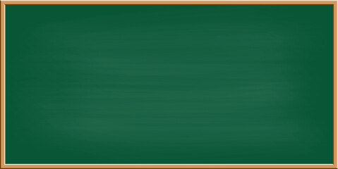 Green chalkboard with wooden frame drawn in textured handcrafted style. Dusty chalk surface with soft marks illustrated in sketch strokes. Vector isolated classroom board with realistic texture.