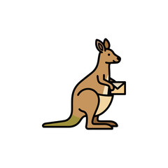 Illustration of a Kangaroo Holding an Envelope.