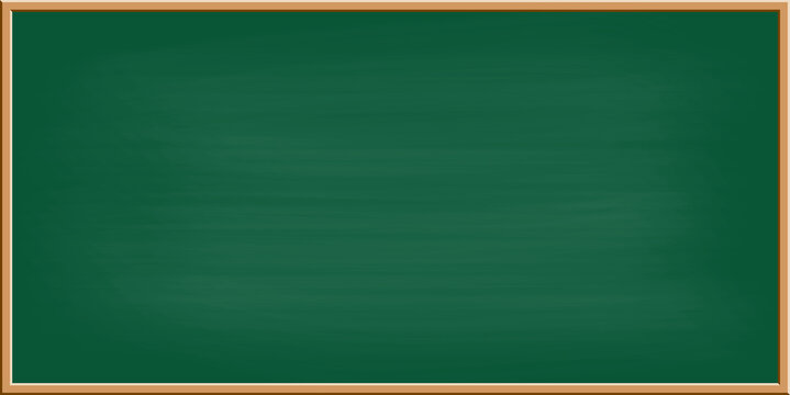Green chalkboard with wooden frame drawn in textured handcrafted style. Dusty chalk surface with soft marks illustrated in sketch strokes. Vector isolated classroom board with realistic texture.