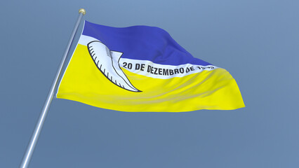 A bandeira de Dourados,  munic&iacute;pio do estado de Mato Grosso do Sul, Brasil - Ilustra&ccedil;&atilde;o 3D