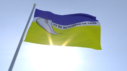 A bandeira de Dourados,  munic&iacute;pio do estado de Mato Grosso do Sul, Brasil - Ilustra&ccedil;&atilde;o 3D
