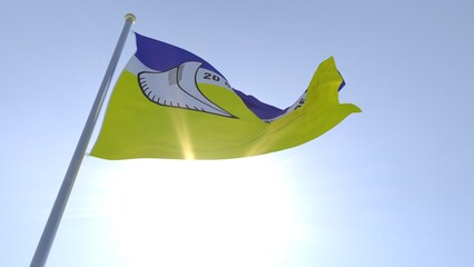 A bandeira de Dourados,  munic&iacute;pio do estado de Mato Grosso do Sul, Brasil - Ilustra&ccedil;&atilde;o 3D