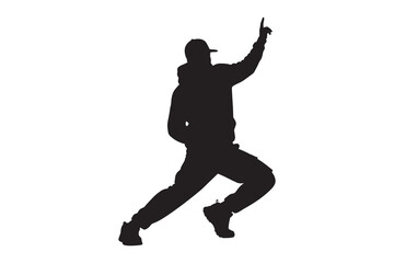 Man Pointing Upwards Hip Hop Street Style Silhouette