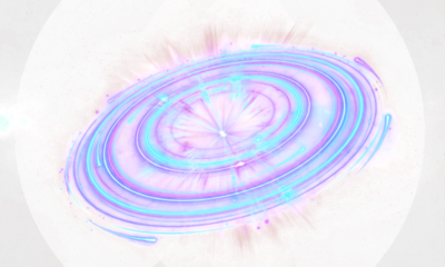 Abstract glowing light rings in neon color. Futuristic motion circle for digital artwork, high-tech banners, gaming UI, space-inspired backgrounds and illuminated particle effects.