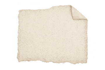 Old blank parchment paper with torn, rough edges and a curled corner providing vintage texture background