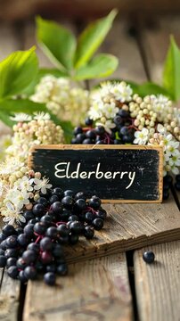Elderberry flowers capsules and supplements. Selective focus. Nature.