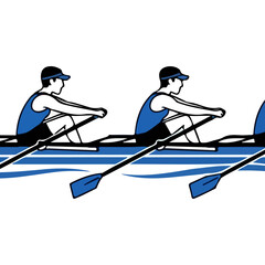 Rowing Team Athletes In A Boat.