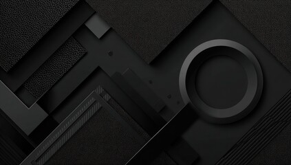 Abstract dark geometric shapes with textures, ring. Minimalist, modern