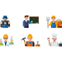 Diverse Professionals Icon Set Illustration.