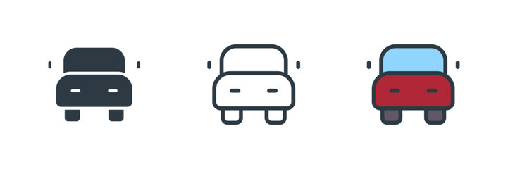 car icon set vector illustration. line, glyph, color symbol isolated on white background