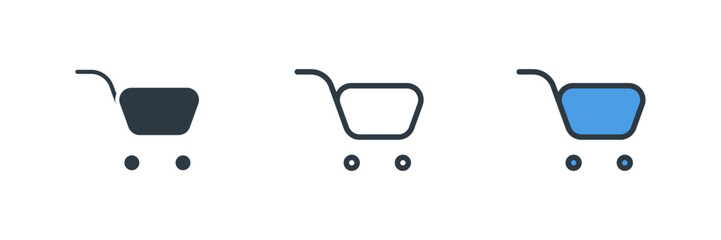 shopping cart icon set vector illustration. line, glyph, color symbol isolated on white background