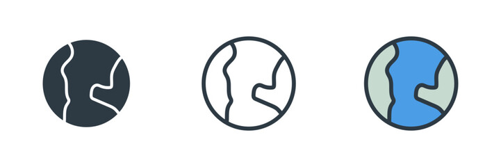 earth icon set vector illustration. line, glyph, color symbol isolated on white background