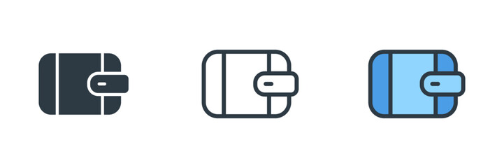 wallet icon set vector illustration. line, glyph, color symbol isolated on white background