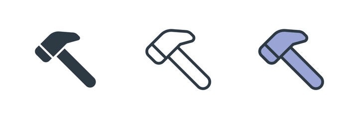 hammer icon set vector illustration. line, glyph, color symbol isolated on white background