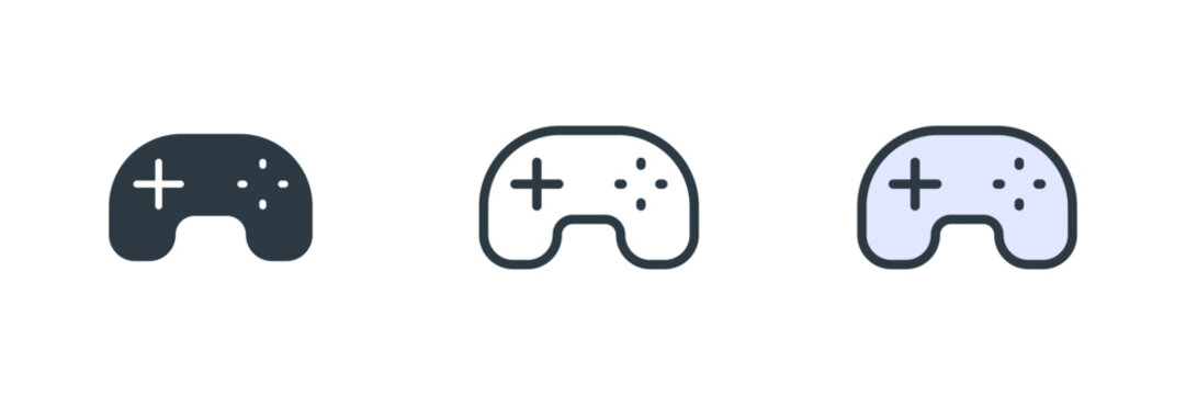 Game controller icon set vector illustration. line, glyph, color symbol isolated on white background