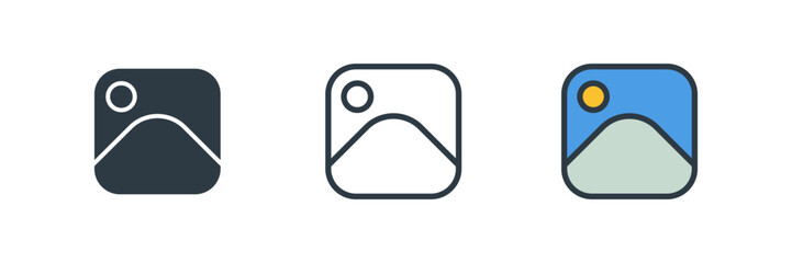 portrait icon set vector illustration. line, glyph, color symbol isolated on white background