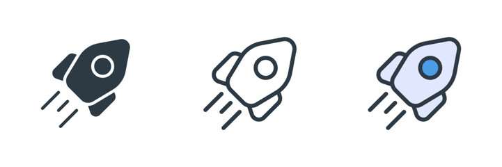 rocket icon set vector illustration. line, glyph, color symbol isolated on white background