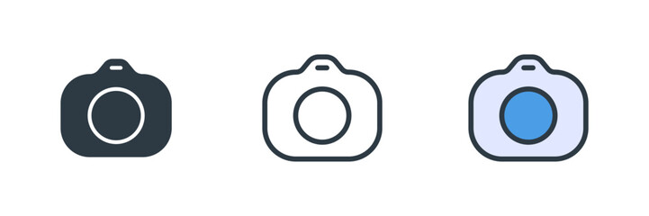 camera icon set vector illustration. line, glyph, color symbol isolated on white background