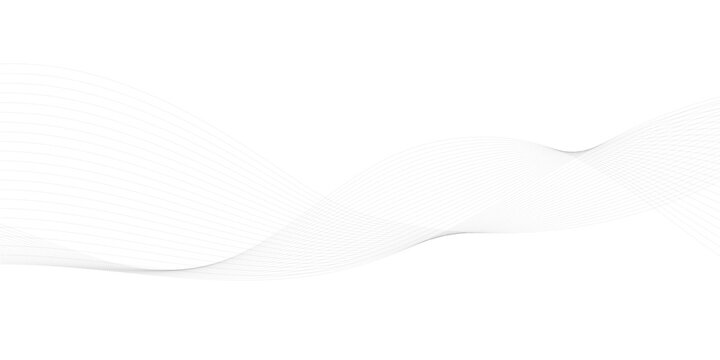 Abstract halftone background with wavy surface made of gray dots on white background. Flowing dots particles wave pattern 3D curve halftone black gradient curve shape isolated