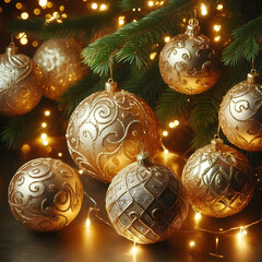 shimmering gold holiday ornaments