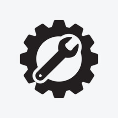 vector gear icon illustration on a white background showing a metallic cogwheel symbol for technology and machinery