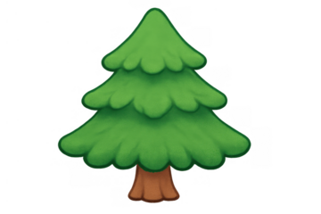 Cartoon evergreen tree illustration for game design, isolated asset providing nature and forest themes with flat colors