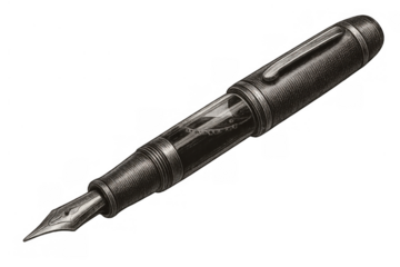 Vintage etching of a classic fountain pen, illustrating elegance and old fashioned writing